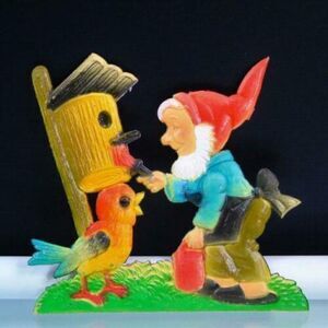 Vintage
1950s Gnome Dwarf Embossed Die Cut